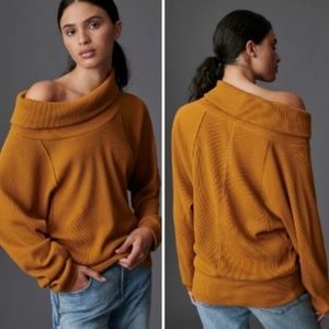 Anthropologie PILCRO Angie Waffle Knit Cowl Neck Sweater Size M